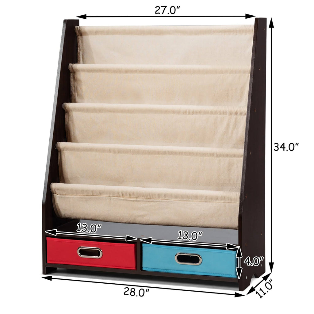 Beige Free Standing Kids Book Rack Bookshelf E8449