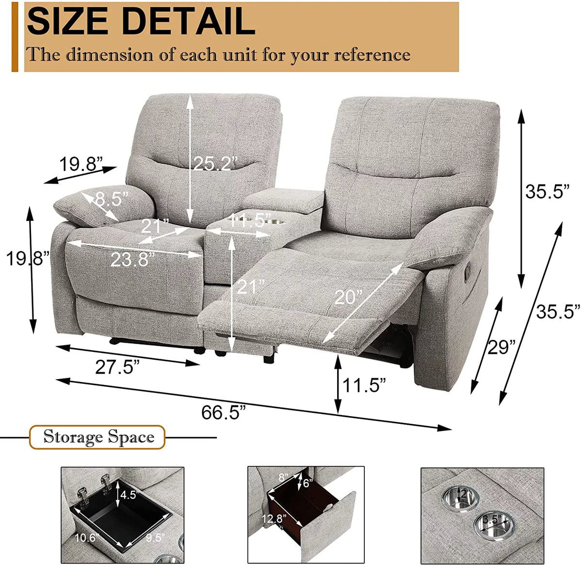 Fabric Double Reclining Loveseat with Console F168567