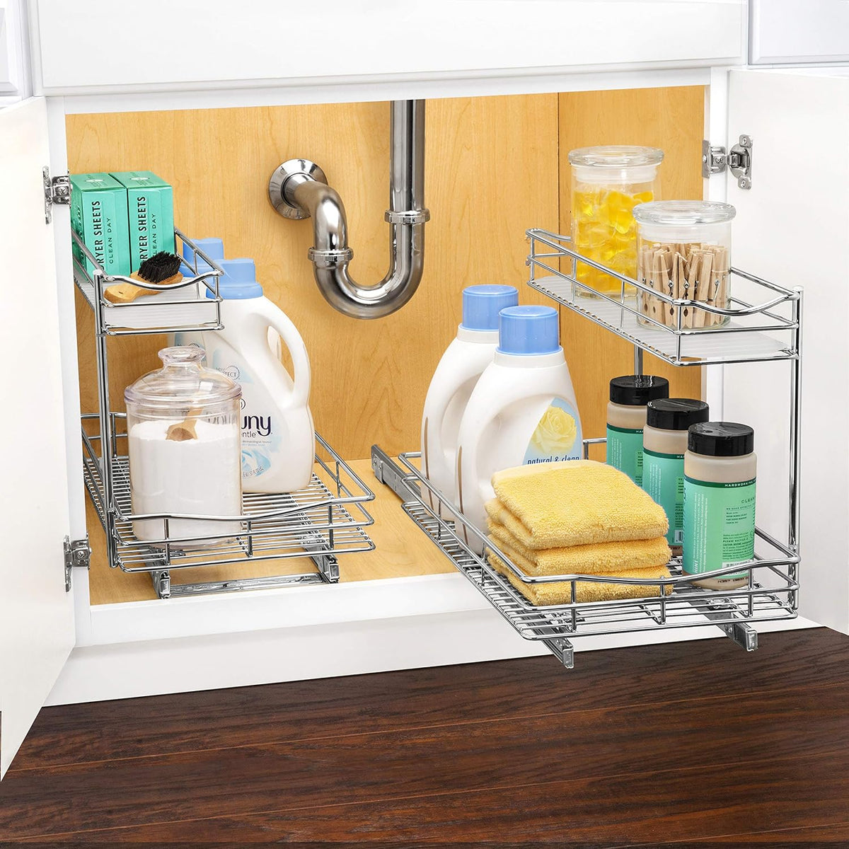 Under Sink Pull Out Two Tier Sliding Shelf H88866
