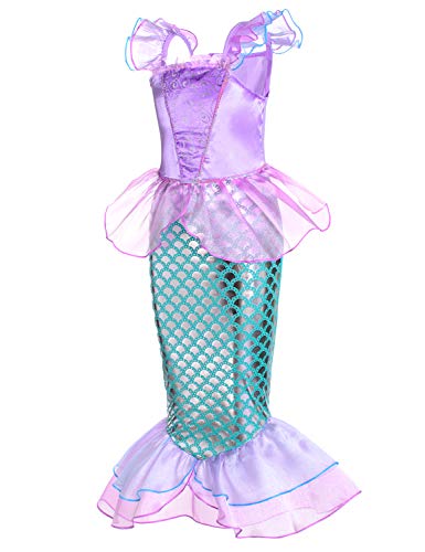 Pink Little Girls Princess Mermaid Costume with Wig Crown J60058