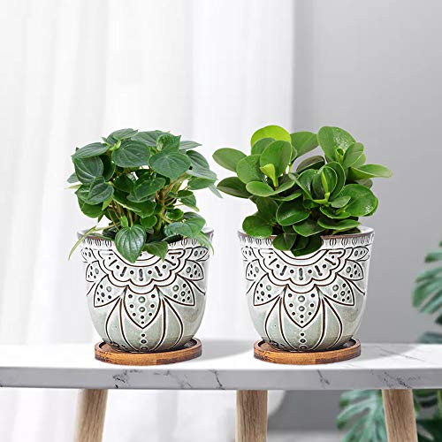Brown Retro Large Ceramic Planter Set of 2 H1169