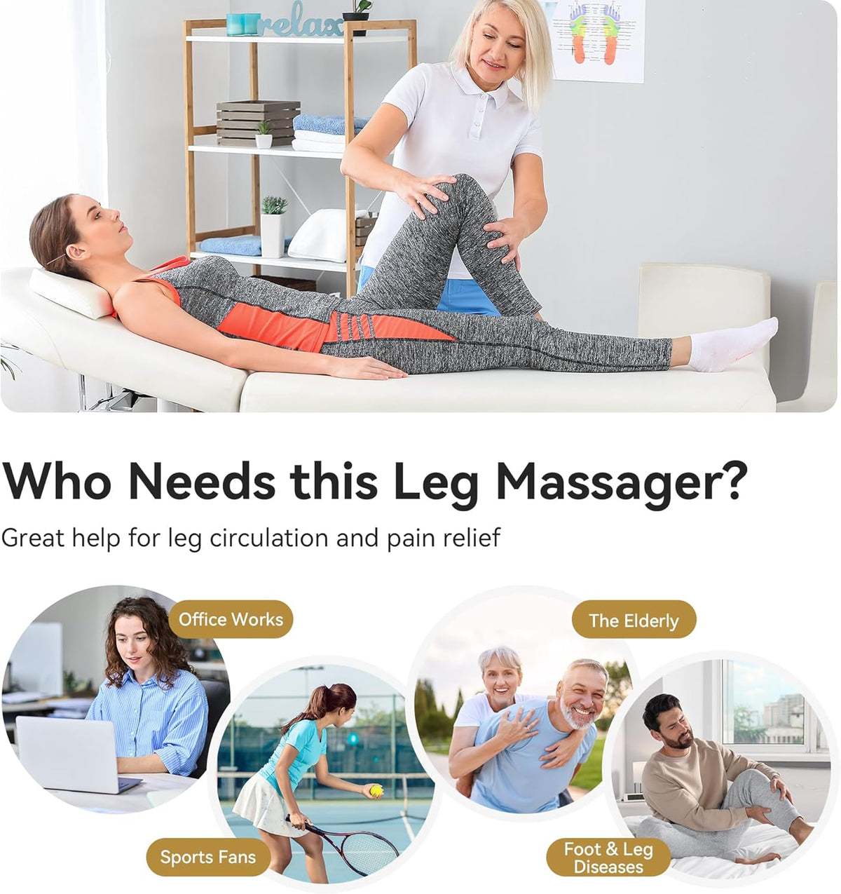 Full Leg Massager with Heat, Air Compression Massager for Foot Calf & Thigh D337771