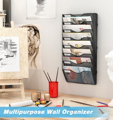 Black 12 Pockets Hanging Wall File Organizer L994546