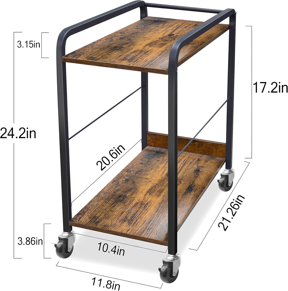 2-Tier CPU Rolling Stand with 4 Caster Wheels S67901