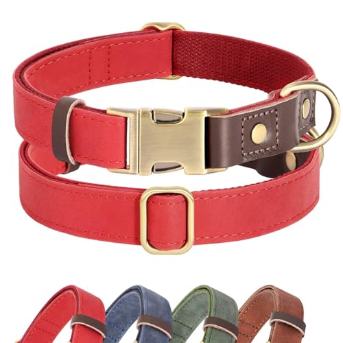 Brown Leather Dog Collar with Quick Release Metal Buckle N646