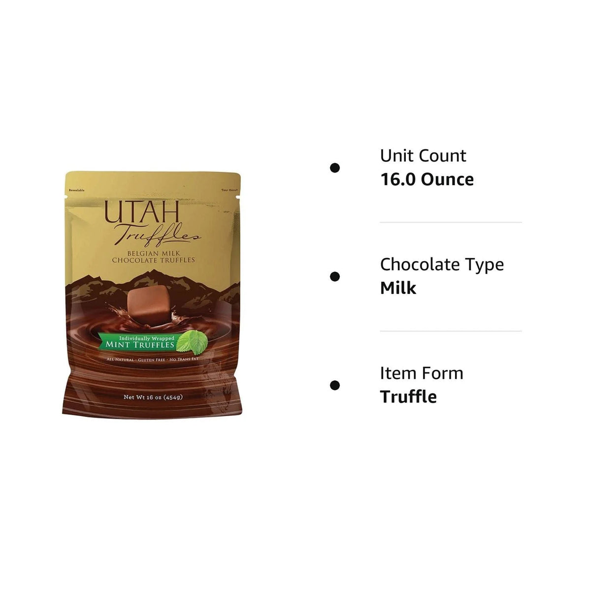 Belgian Milk Mint Chocolate Truffles 16 Oz Bag J770703
