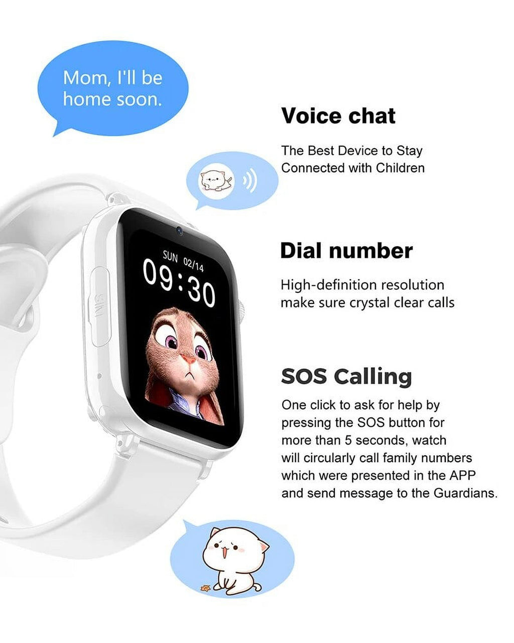 White 4G Smart Watch with GPS Location Tracker Camera I8462