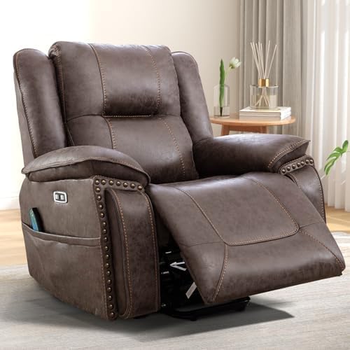 Brown Leather Power Lift Chair with Massage and Heat C72961