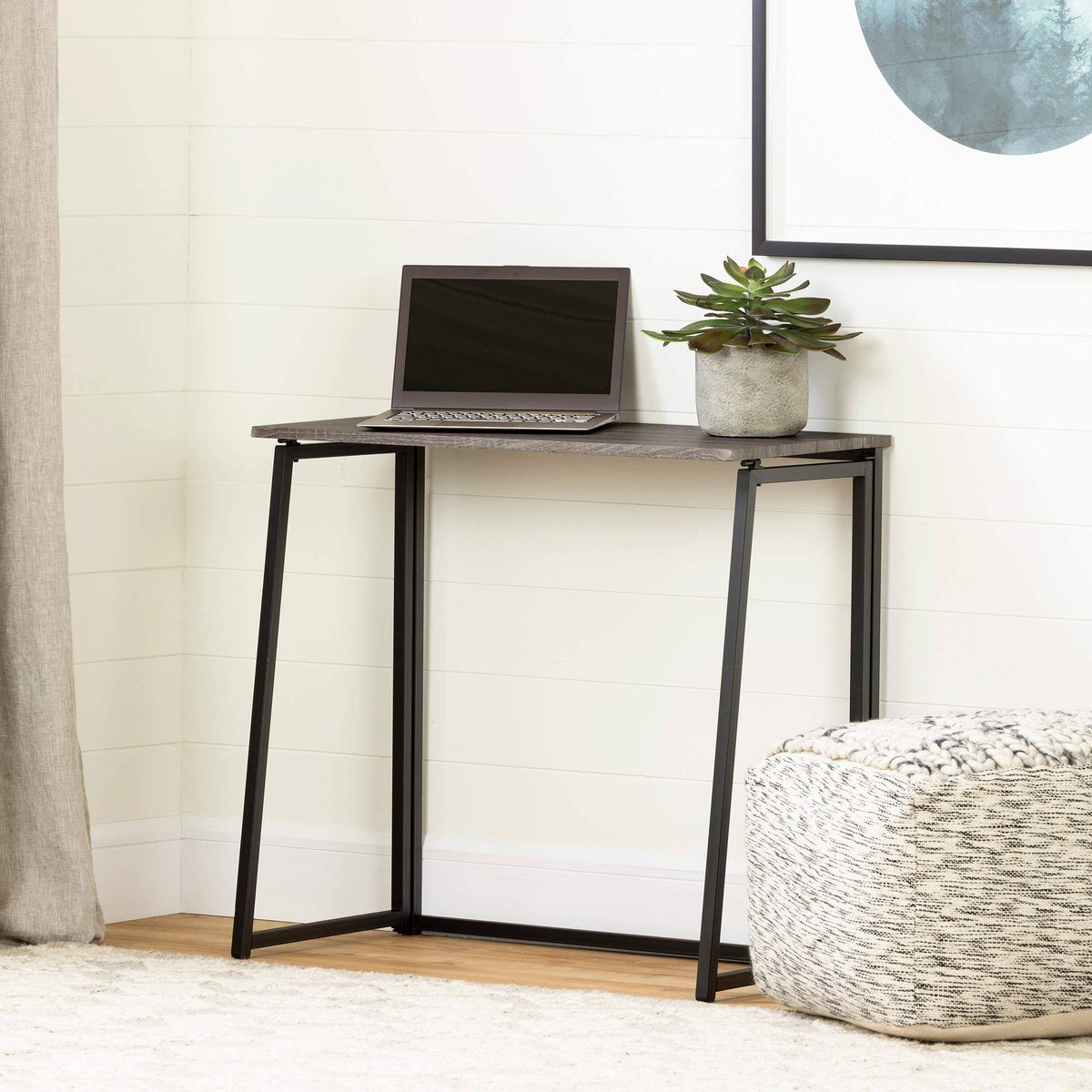 Oak Camel Industrial Folding Computer Desk I2407