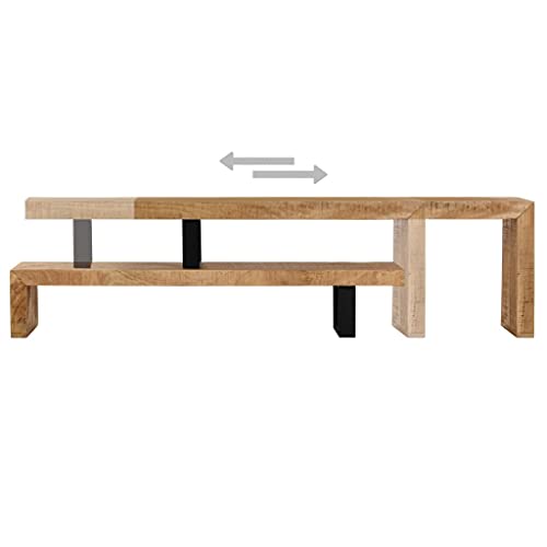 Solid Mango Wood TV Stand with Wrought Iron Legs, 45.3" L x 18" W x 15.7" H W206