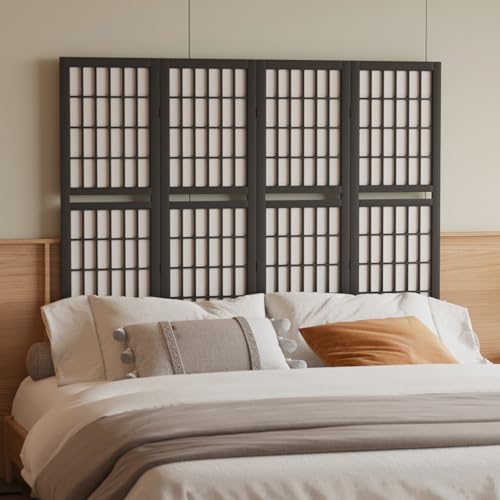 66.9Inch Tall Folding Wood Screen (4Panels, Black) Y170224