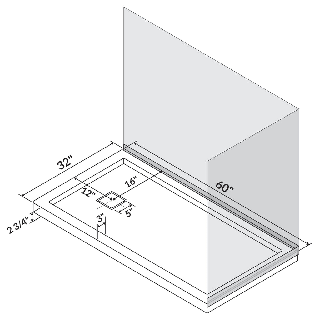 60 x 32 Single Threshold Shower Pan Base A5362