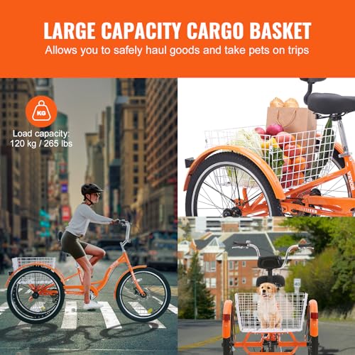 24 Inch Aluminum Alloy Three-Wheeled Tricycle (Orange) W787
