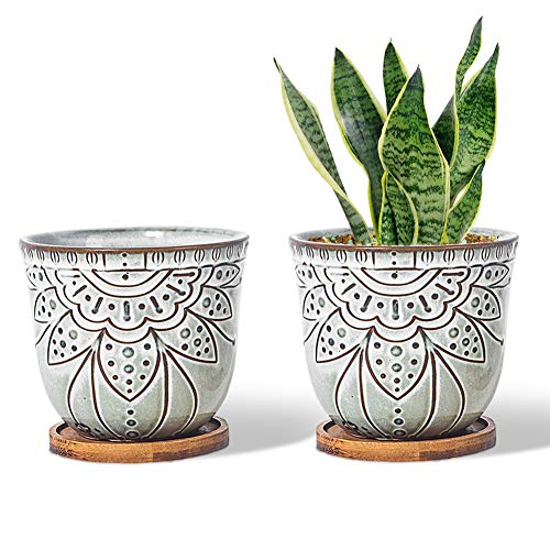 Brown Retro Large Ceramic Planter Set of 2 H1169