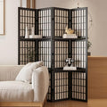 66.9Inch Tall Folding Wood Screen (4Panels, Black) Y170224