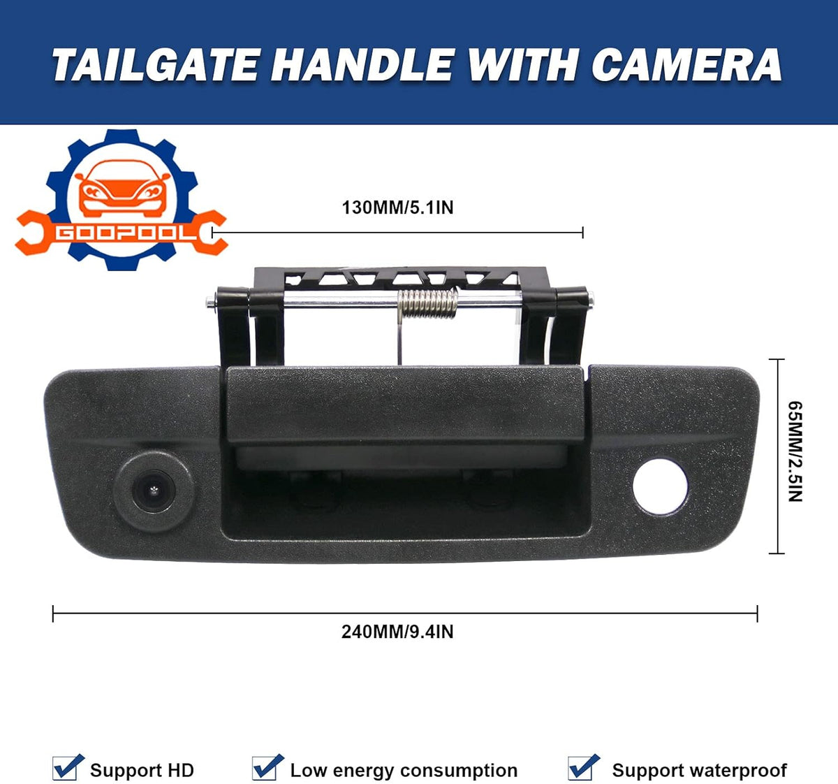 Tailgate Handle Backup Camera Rear View with RCA Connector X38148