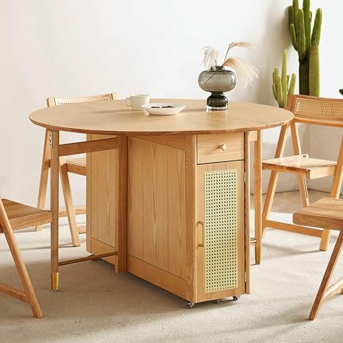 Folding Wood Round Dining Table with Storage Space F486414