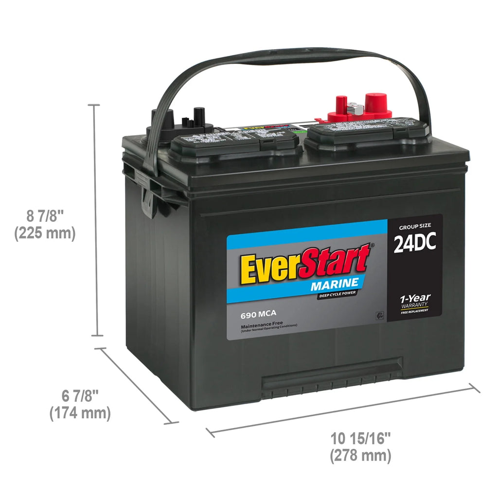 Lead Acid Marine & RV Deep Cycle Battery, Group Size 24DC 12 Volt, 690 MCA M307583