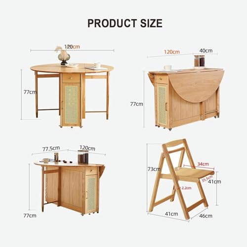 Folding Wood Round Dining Table with Storage Space F486414