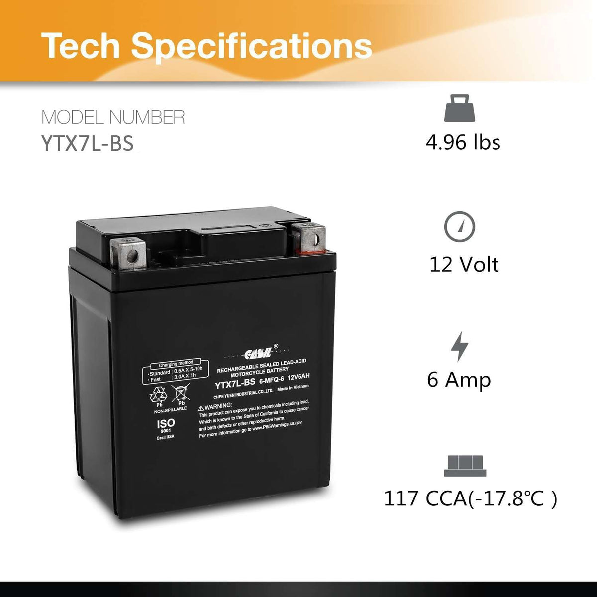 12v 7Ah Battery U5413