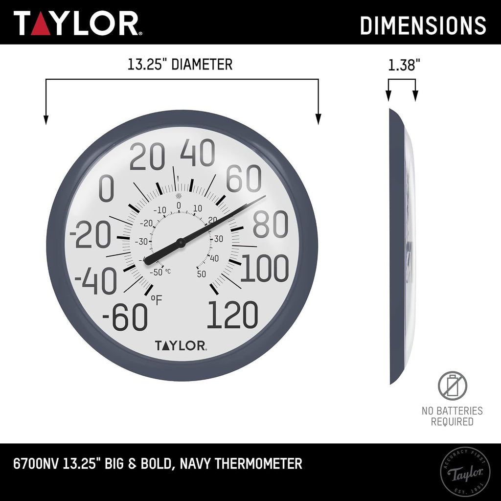 Navy 13.25 Inch Wall Thermometer O719559