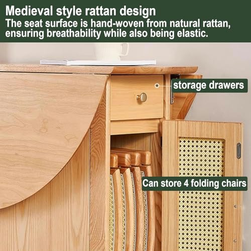 Folding Wood Round Dining Table with Storage Space F486414