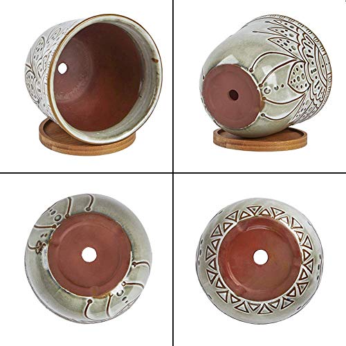 Brown Retro Large Ceramic Planter Set of 2 H1169