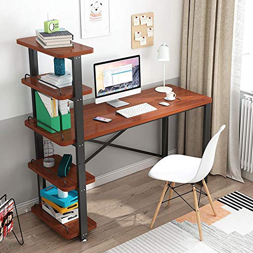 Solid Wood Desk with Bookshelf (110cm Teak) U734