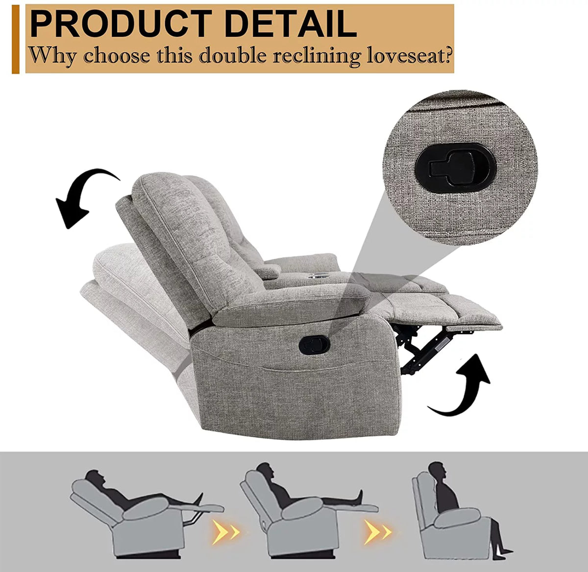 Fabric Double Reclining Loveseat with Console F168567