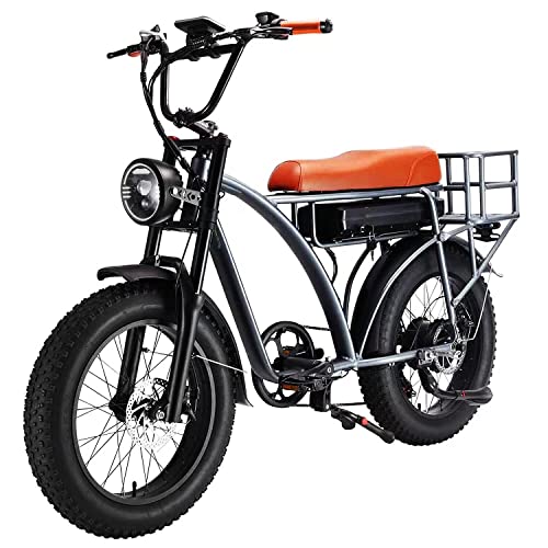 Dual Motor 2000W Retro Two-Person Electric Bicycle, 7-Speed 20" Tire 48V 18Ah E-Bike with Rear Turn Signal Y869381
