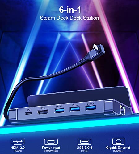 5-in-1 Steam Deck Dock Stand with HDMI 2.0 4K@60Hz, 3 USB-A and USB-C PD Port M784