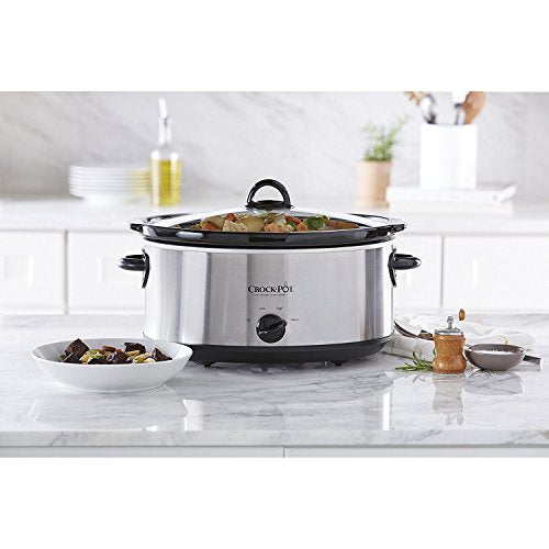 7 Quart Oval Manual Slow Cooker, Stainless Steel P887375