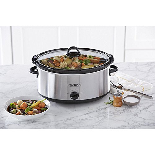 7 Quart Oval Manual Slow Cooker, Stainless Steel P887375