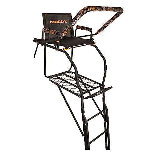 20' Tall Single Steel Ladder Tree Stand with Padded Shooting Rail T75765