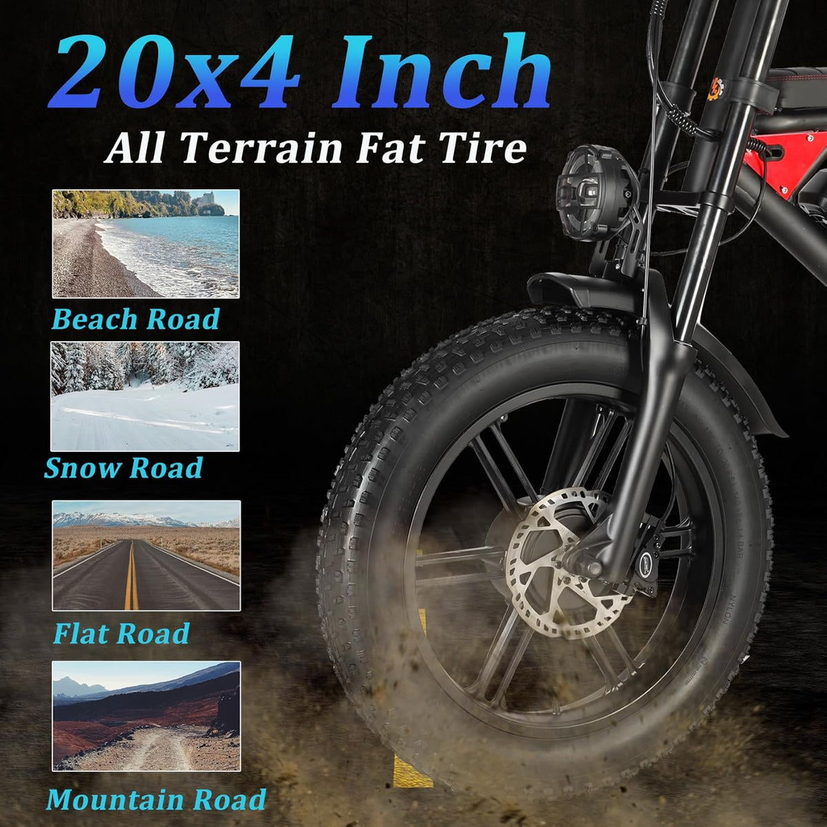 Fat Tire Electric Bike 2000W Dual Motor 20inch 48v 22.4ah A4804