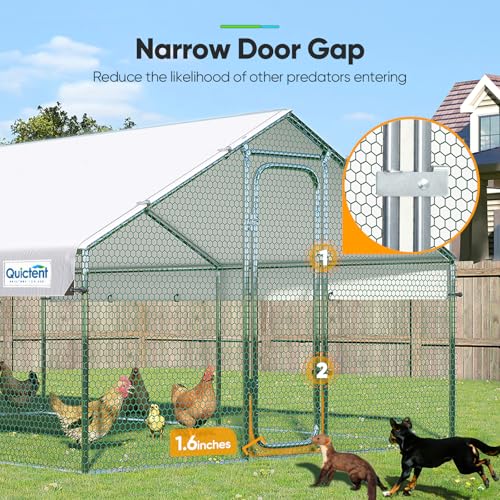 Large Metal Chicken Coop Run with Roosting Perch and Waterproof Roof Cover, 12x9x6.6FT G146147