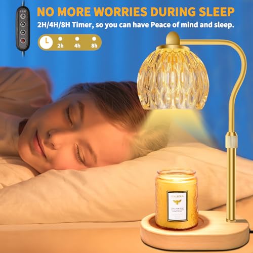 Candle Warmer Lamp with 3 Bulbs, Dimmable Adjustable Hight Gold H40017