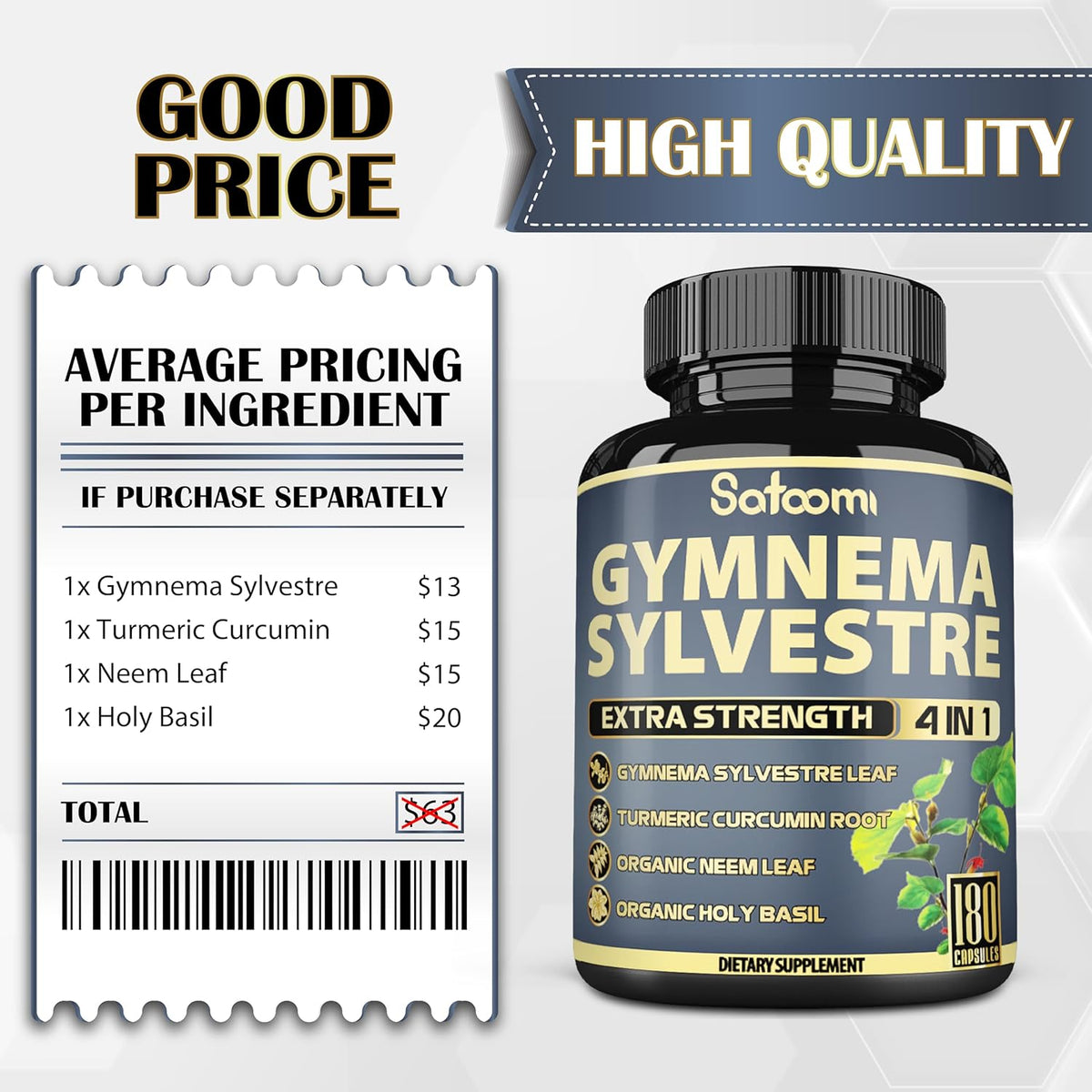180 Capsules Gymnema Sylvestre Capsules Extract O840943