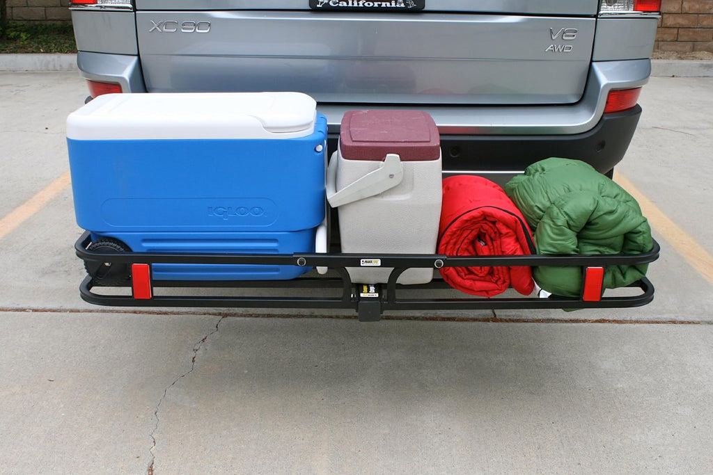 Steel Hitch Cargo Carrier with High Side Rails, 500-lb Load Capacity, Black Q7182