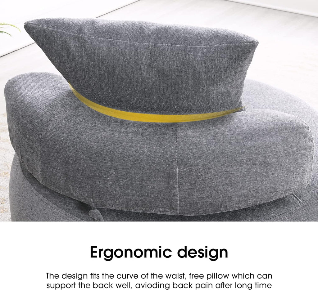 Light Gray Accent Barrel Chair with Pillow F540063