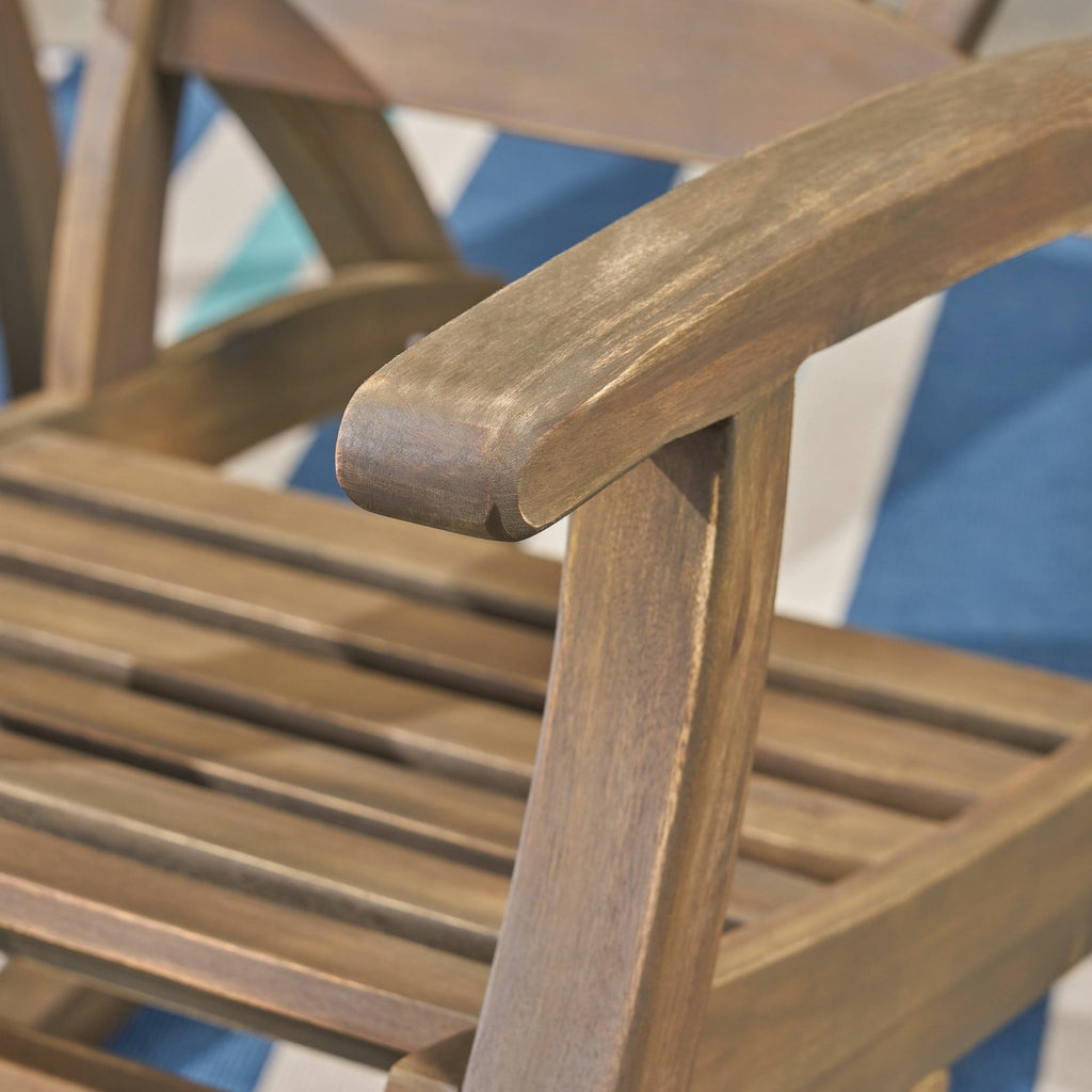 Rustic Acacia Wood Recliner Rocking Chair with Side Table D2410