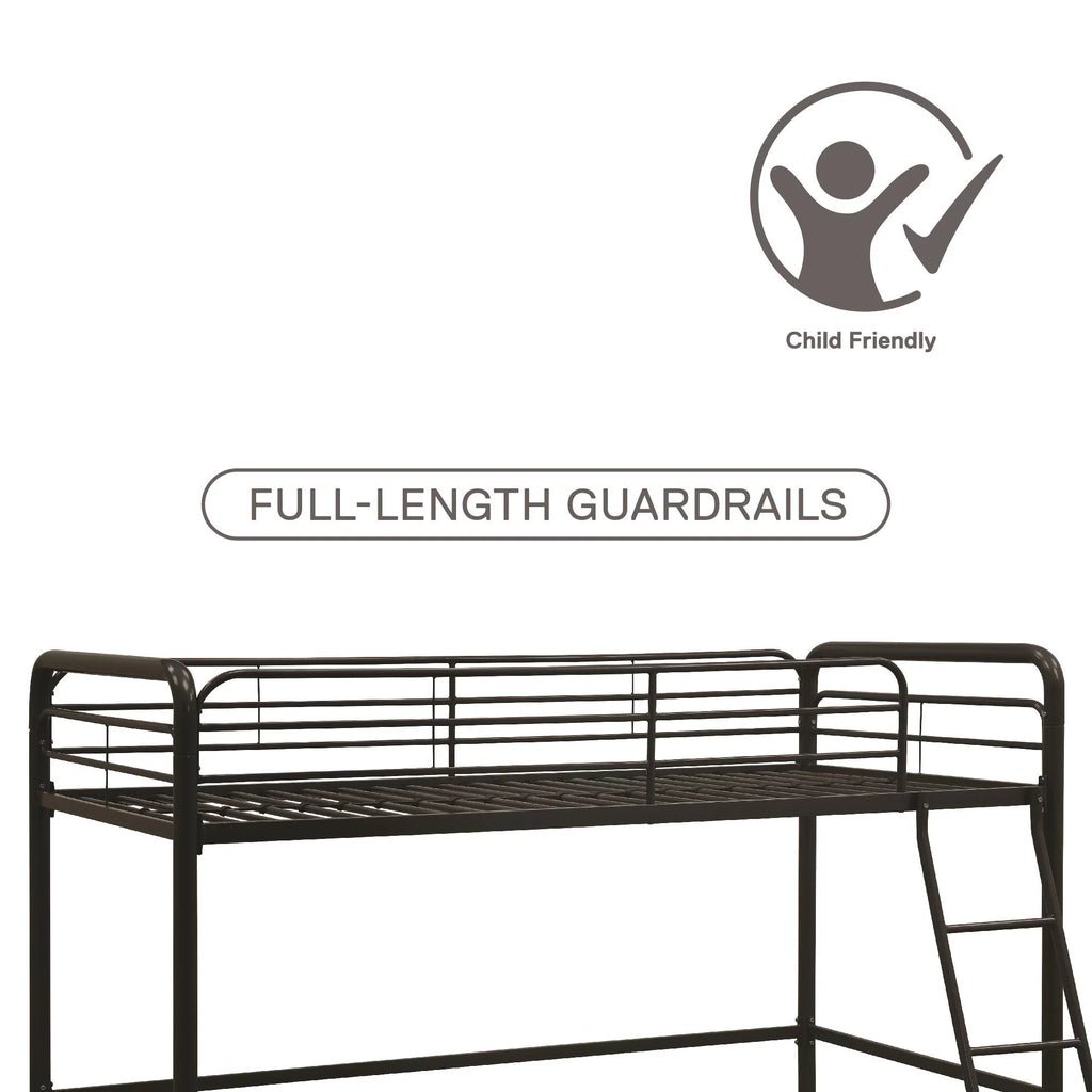 Black Twin Metal Kids Loft Bed Z6670