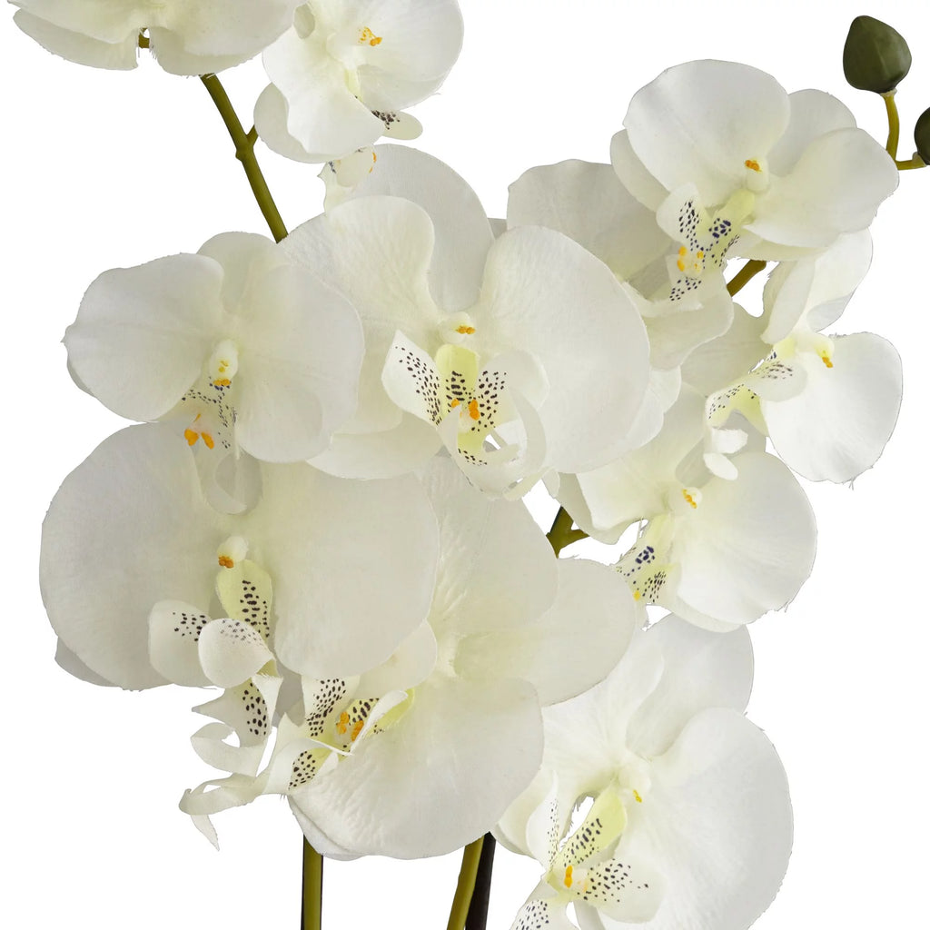 White Artificial Orchid in Gold Ceramic Pot 22" V976