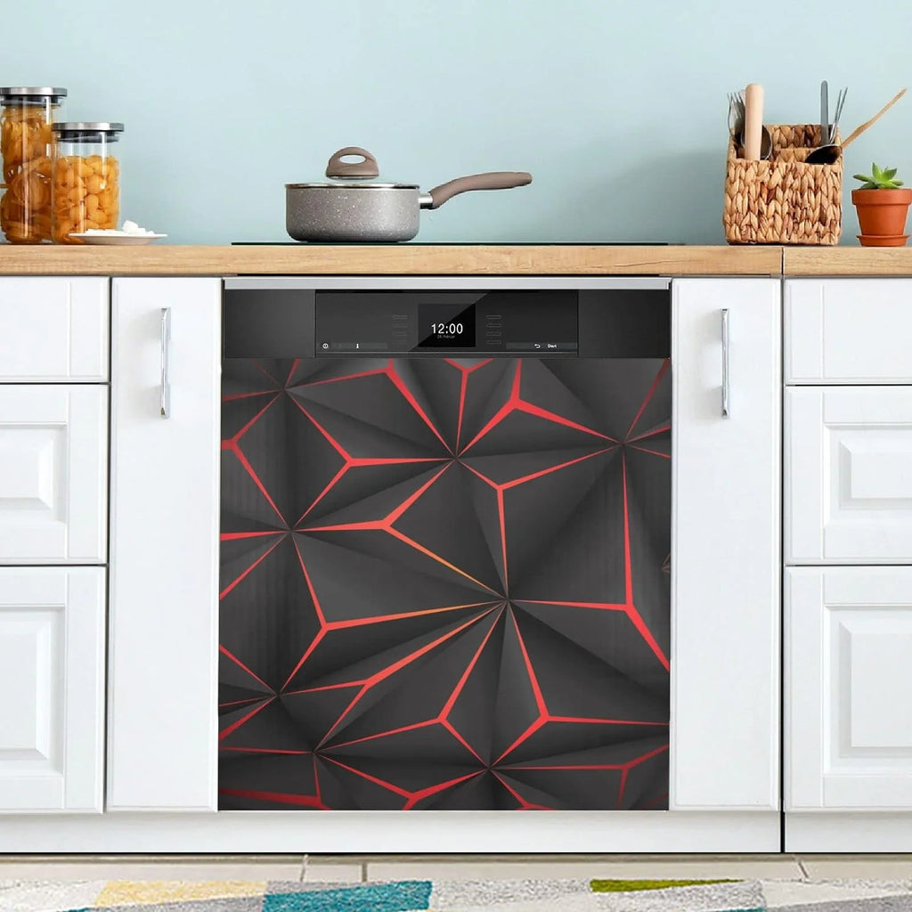 Black 3D Geometric Dishwasher Magnet Sticker X1471