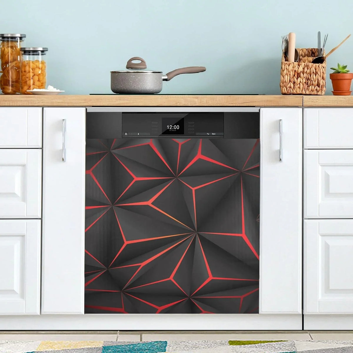 Black 3D Geometric Dishwasher Magnet Sticker X1471