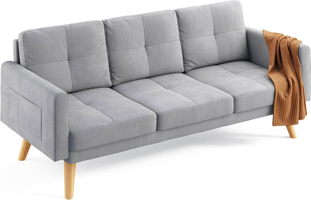 Gray 2-Seater Sofa with 3 Pillows D7035