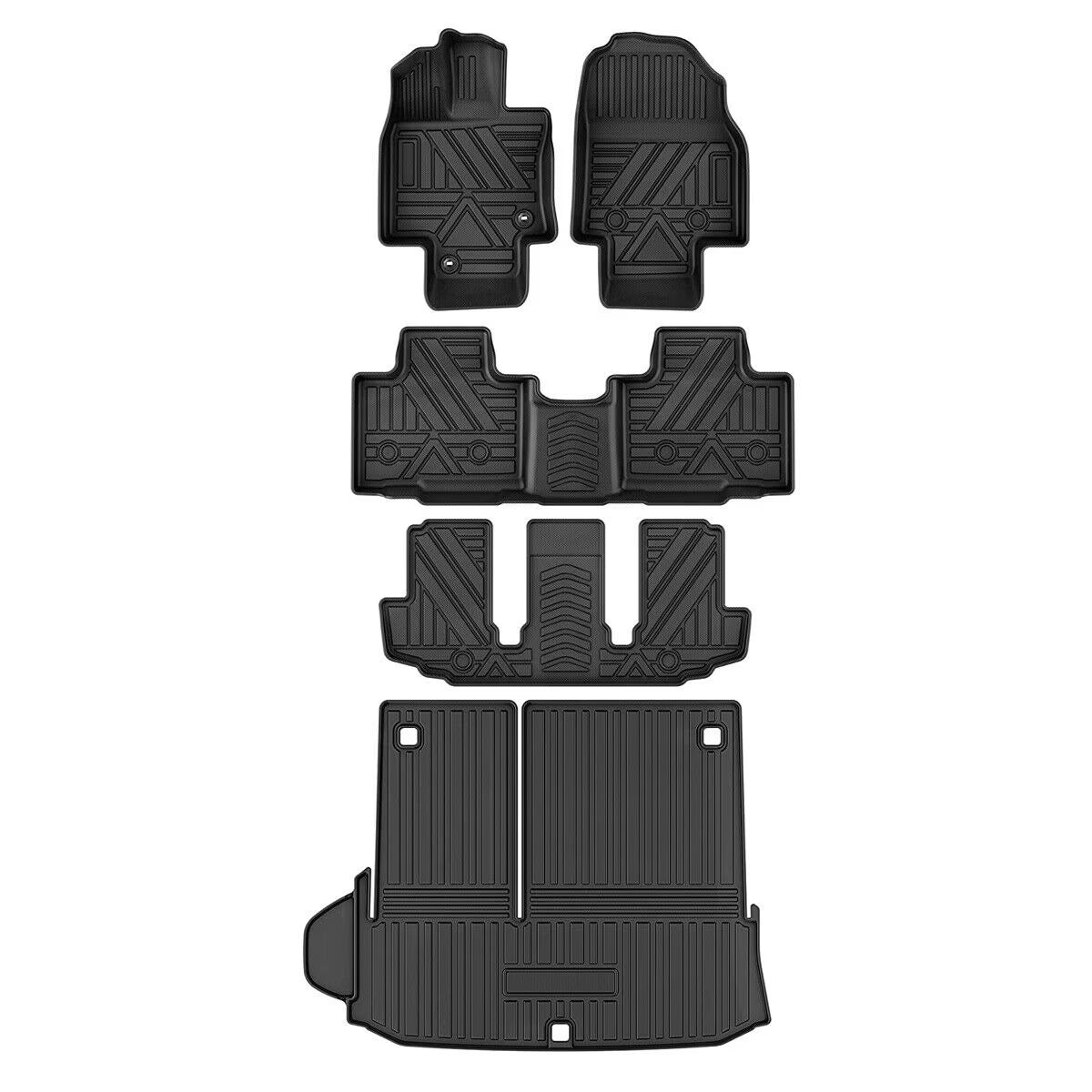 Floor Mats 5pcs All Weather for Toyota Highlander 7 Seat 3 Row & Cargo Liner J499