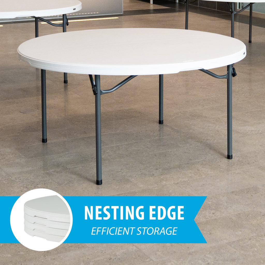 60 inch Round Folding Table White Granite Z8231
