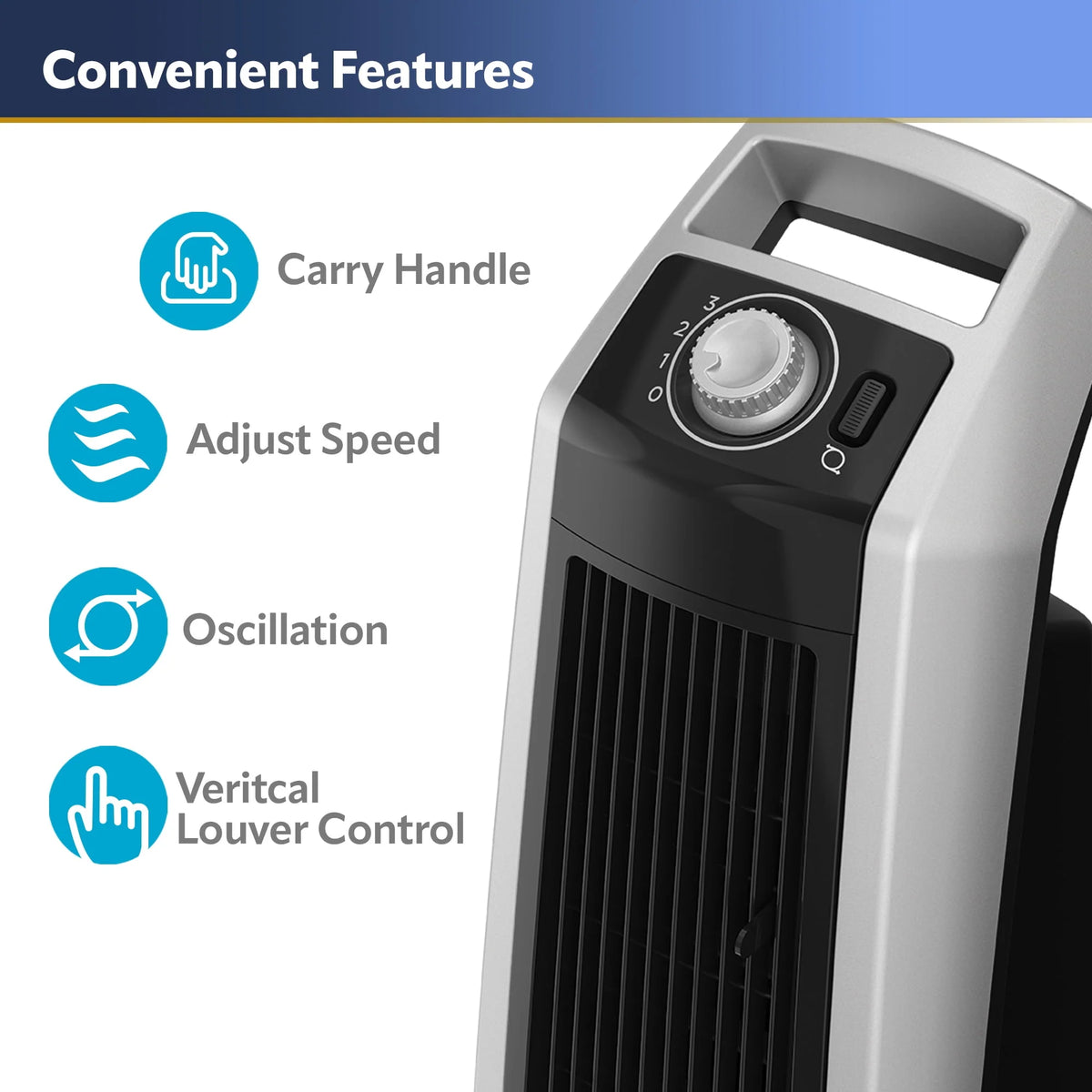 35 Oscillating High Velocity Tower Fan with 3 Speeds U371
