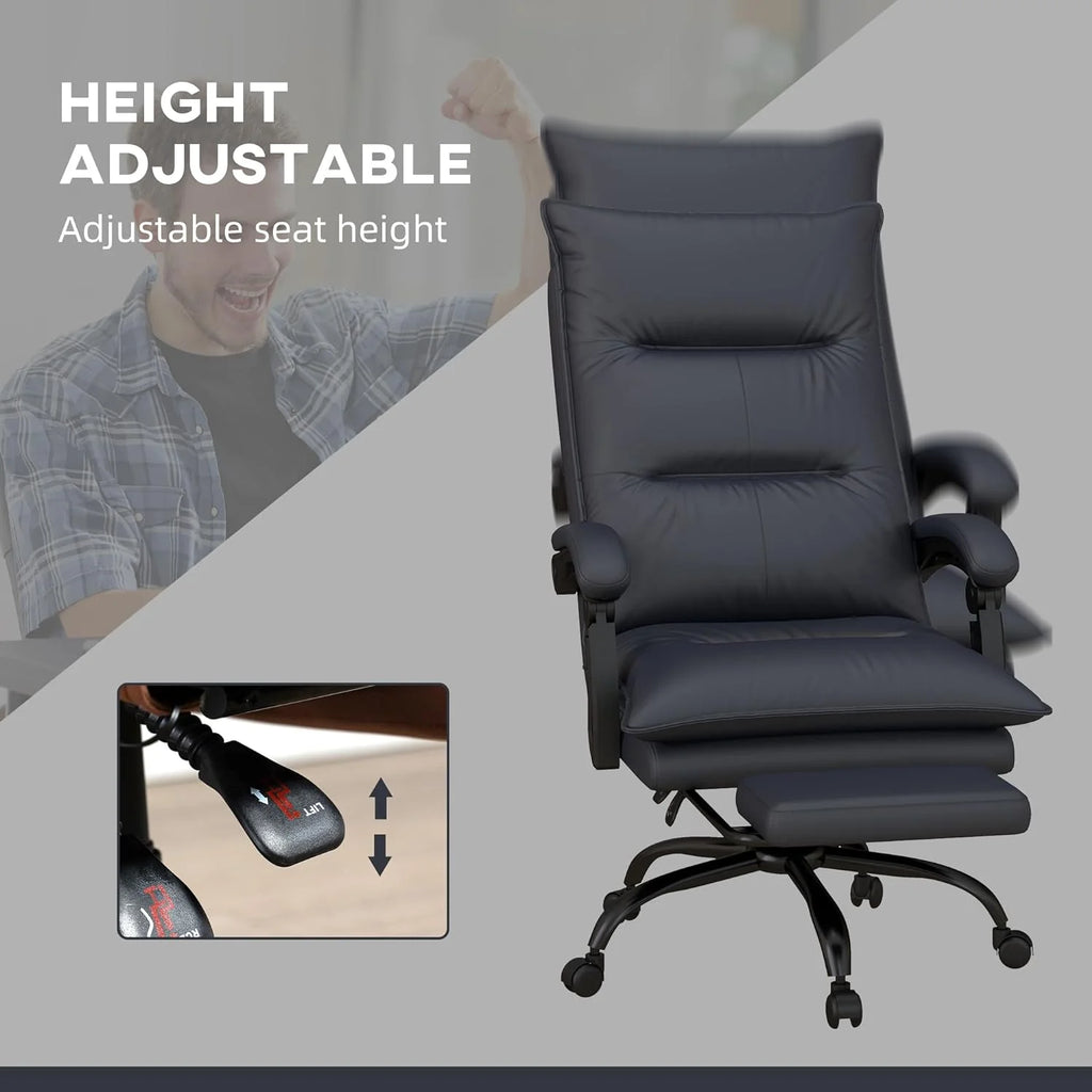 Charcoal Gray Heated Reclining Massage Office Chair with Footrest T90030
